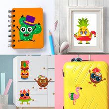 Load image into Gallery viewer, TICIAGA 36pcs Summer Hawaiian Beach Make-a-face Stickers Sheets, Make Your Own Pineapple Flamingo Stickers Fun Craft Project for Kids, 36pcs Tropical Luau Theme Mix and Match Stickers Kids Party Favor