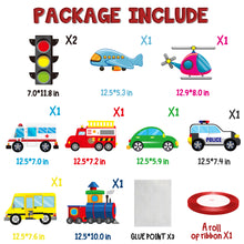 Load image into Gallery viewer, TICIAGA 10pcs Transportation Cardboard Cut-Out for Outdoor Porch Sign Door Banner, Transportation Theme Birthday Party Banner, Car Theme Hanging Party Decoration Kit, Mix of Car, Plane, Traffic Light
