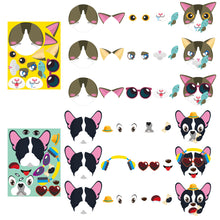 Load image into Gallery viewer, TICIAGA 36pcs Dog and Cats Make-a-face Kids Stickers Sheets, Make Your Own Dogs and Cats Stickers Fun Craft Project for Kids, 36pcs Dogs and Cats Mix and Match Stickers Kids Party Favor, Class Reward