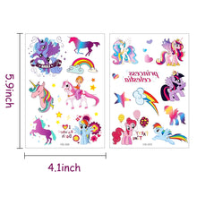 Load image into Gallery viewer, TICIAGA 16 Sheets Glitter Tattoos for Kids, Assorted Temporary Tattoos, 135 Dazzling Designs of Fake Waterproof Tattoos for Boys Girls, Butterfly, Unicorn, Animals Tattoos for Birthday Party Favors