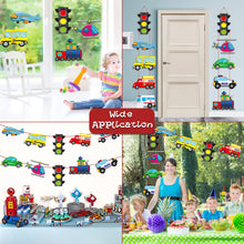 Load image into Gallery viewer, TICIAGA 10pcs Transportation Cardboard Cut-Out for Outdoor Porch Sign Door Banner, Transportation Theme Birthday Party Banner, Car Theme Hanging Party Decoration Kit, Mix of Car, Plane, Traffic Light