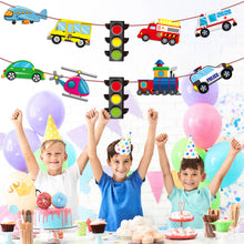 Load image into Gallery viewer, TICIAGA 10pcs Transportation Cardboard Cut-Out for Outdoor Porch Sign Door Banner, Transportation Theme Birthday Party Banner, Car Theme Hanging Party Decoration Kit, Mix of Car, Plane, Traffic Light