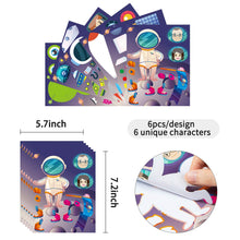 Load image into Gallery viewer, TICIAGA 36pcs Outer Space Make-a-face Stickers Sheets, Make Your Own Astronaut Stickers, Fun Craft Project for Kids, Over 500pcs Mix and Match Stickers Gifts Bag Stuffers, Mix of Alien, Rocket, Ship