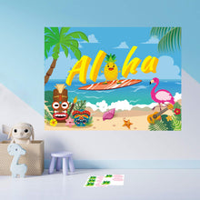 Load image into Gallery viewer, Ticiaga 36pcs Aloha Hawaii Party Stickers Game, Pin The Hair And Wing On Large Pineapple And Flamingo Poster, Summer Theme Party Game Activity for Kids, Tropical Luau theme Party Decoration Supplies