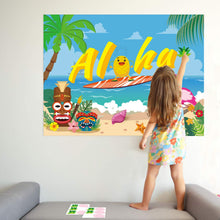 Load image into Gallery viewer, Ticiaga 36pcs Aloha Hawaii Party Stickers Game, Pin The Hair And Wing On Large Pineapple And Flamingo Poster, Summer Theme Party Game Activity for Kids, Tropical Luau theme Party Decoration Supplies