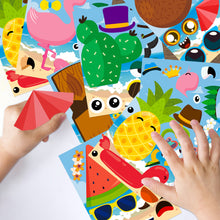 Load image into Gallery viewer, TICIAGA 36pcs Summer Hawaiian Beach Make-a-face Stickers Sheets, Make Your Own Pineapple Flamingo Stickers Fun Craft Project for Kids, 36pcs Tropical Luau Theme Mix and Match Stickers Kids Party Favor