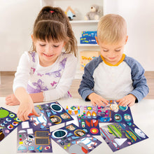 Load image into Gallery viewer, TICIAGA 36pcs Outer Space Make-a-face Stickers Sheets, Make Your Own Astronaut Stickers, Fun Craft Project for Kids, Over 500pcs Mix and Match Stickers Gifts Bag Stuffers, Mix of Alien, Rocket, Ship