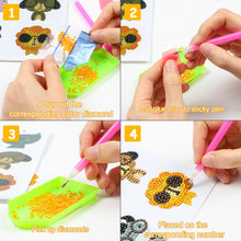 Load image into Gallery viewer, TICIAGA 5D DIY Diamond Painting Kits for Kids, Jungle Safari Theme Stick Paint with Diamonds by Number Kit Easy to DIY, Shine Sparkle Mosaic Stickers DIY Handmade Art Craft, 18pcs Animal Stickers