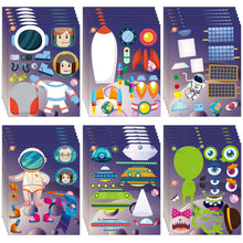 Load image into Gallery viewer, TICIAGA 36pcs Outer Space Make-a-face Stickers Sheets, Make Your Own Astronaut Stickers, Fun Craft Project for Kids, Over 500pcs Mix and Match Stickers Gifts Bag Stuffers, Mix of Alien, Rocket, Ship