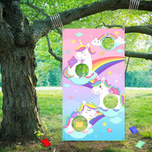 Load image into Gallery viewer, TICIAGA Rainbow Unicorn Bean Bag Toss Game with 4 Bean Bags, Fun Indoor Outdoor Game for Kids and Adults, Unicorn Banner for Unicorn Party Decoration Supplies, Class Activity , Picnic Time
