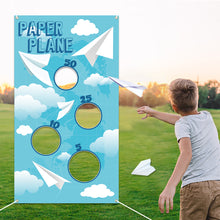 Load image into Gallery viewer, TICIAGA Paper Plane Toss Game Banner, Throwing Target Banner for Glider Airplane, Fun Add-on Toys for Flying Paper Plane, Outdoor Sport Activity for Kids, Airplane Theme Birthday Party Decoration

