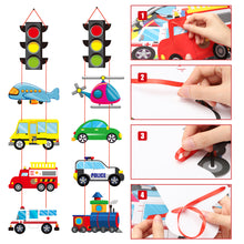 Load image into Gallery viewer, TICIAGA 10pcs Transportation Cardboard Cut-Out for Outdoor Porch Sign Door Banner, Transportation Theme Birthday Party Banner, Car Theme Hanging Party Decoration Kit, Mix of Car, Plane, Traffic Light
