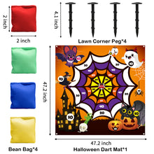 Load image into Gallery viewer, TICIAGA Halloween Lawn Dart Game, Outdoor Toss Game with 4 Bean Bags On Halloween Lawn Mat, Indoor Halloween Party Game for Kids, Yard Throwing Game for Family, Halloween Party Decoration Supplies
