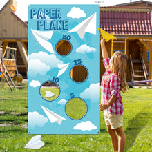 Load image into Gallery viewer, TICIAGA Paper Plane Toss Game Banner, Throwing Target Banner for Glider Airplane, Fun Add-on Toys for Flying Paper Plane, Outdoor Sport Activity for Kids, Airplane Theme Birthday Party Decoration
