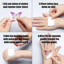 Load image into Gallery viewer, TICIAGA 16 Sheets Glitter Tattoos for Kids, Assorted Temporary Tattoos, 135 Dazzling Designs of Fake Waterproof Tattoos for Boys Girls, Butterfly, Unicorn, Animals Tattoos for Birthday Party Favors

