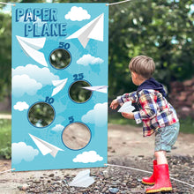 Load image into Gallery viewer, TICIAGA Paper Plane Toss Game Banner, Throwing Target Banner for Glider Airplane, Fun Add-on Toys for Flying Paper Plane, Outdoor Sport Activity for Kids, Airplane Theme Birthday Party Decoration
